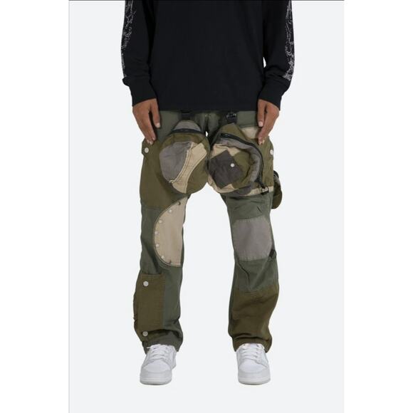 Men’s Kody Phillips x MNML LA Patchwork Studded Cargo Pants Olive Green Size 29 - Picture 1 of 6